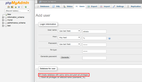 Image 17: create dedicated database