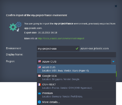Image 36: environment import select region