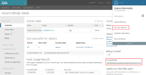 Image 39: New Relic APM admin panel