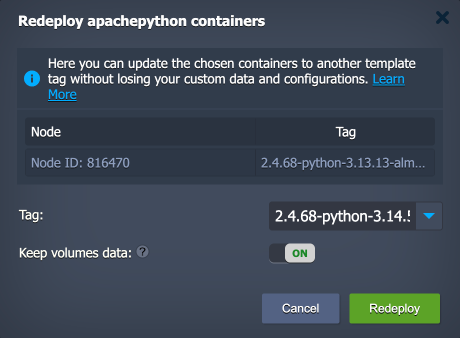 Image 38: Python container redeployment window