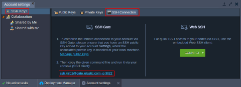 Image 37: account settings ssh connect information