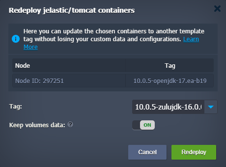 Image 8: container redeploy dialog