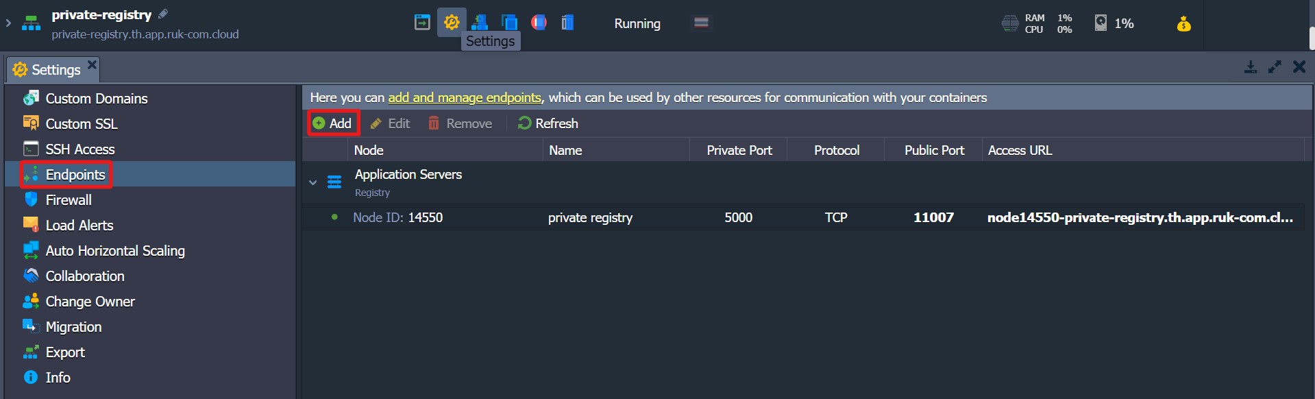 Ruk-Com Cloud PaaS procedure screenshot