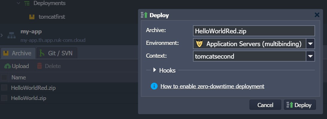 Ruk-Com Cloud PaaS procedure screenshot